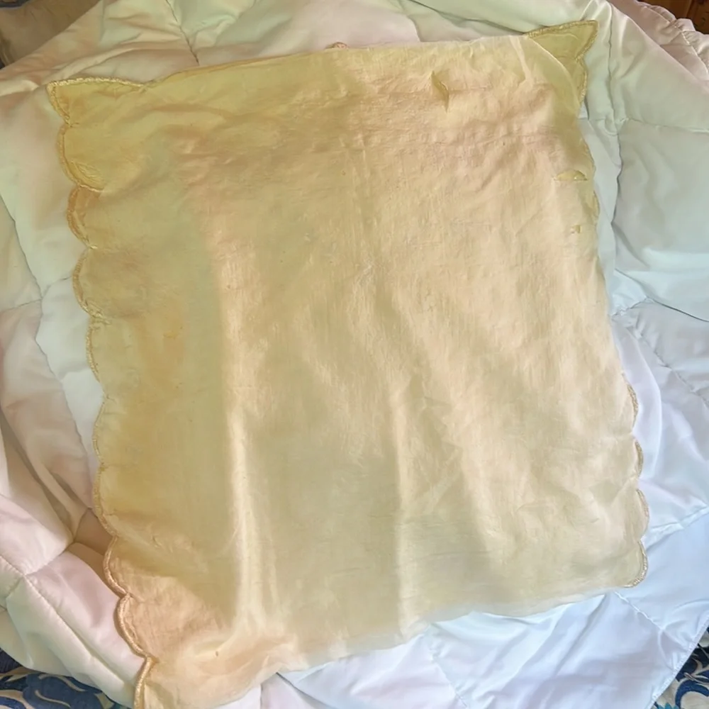 Vintage Embroidered European Sham Light Yellow Color; Beautiful in a Bedroom - Picture 7 of 10